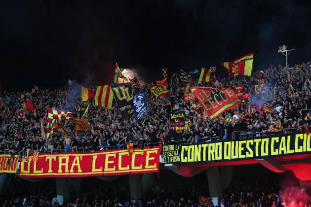 US Lecce supporters celebrates the end of the season at the end of the serie A match between US Lecce and Genoa CFC at Ettore Giardiniero - Via del Mare stadium in Lecce (Italy), May 24, 2026. massimilianoxcarnabuci