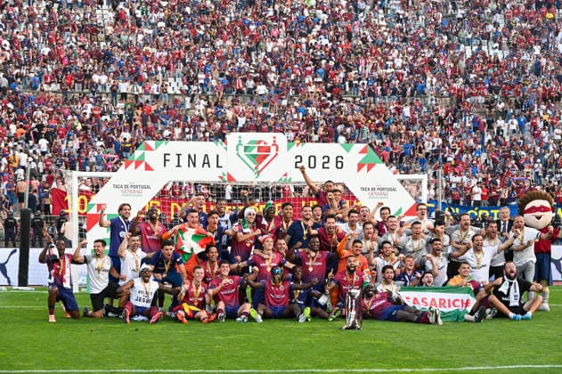 May 24, 2026, Lisbon, Lisbon, Portugal: Players from Torreense celebrates the winning after the TaoÂßa de Portugal final match at the Estadio Nacional (Jamor) in Oeiras, Portugal, on May 24, 2026. 2026 SPORTING CP V SC TORREENSE TACA DE PORTUGAL FINAL  - ZUMAr238 20260524_zip_r238_090 Copyright: xRicardoxRochax