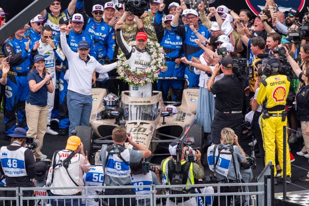 May 24, 2026, Speedway, Indiana, USA: IndyCar, Indy Car, IRL, USA SERIES driver, FELIX ROSENQVIST (60) (SWE) of Varnamo, Sweden, wins the Indianapolis 500 at Indianapolis Motor Speedway in SPEEDWAY, Indiana. INDYCAR SERIES: May 24, 2026: Indianapolis 500: Felix Rosenqvist  - ZUMAa161 20260524_aaa_a161_010 Copyright: xWalterxArce GMGx