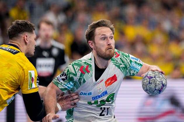 v li Sebastian Heymann RNL, 13 , Albin Lagergren SCM, 21 , duel, duel, tackle, tackling, dynamics, action, action, 24 05 2026, Mannheim Germany , Handball, Bundesliga, Rhein Neckar Löwen SC Magdeburg xozx
