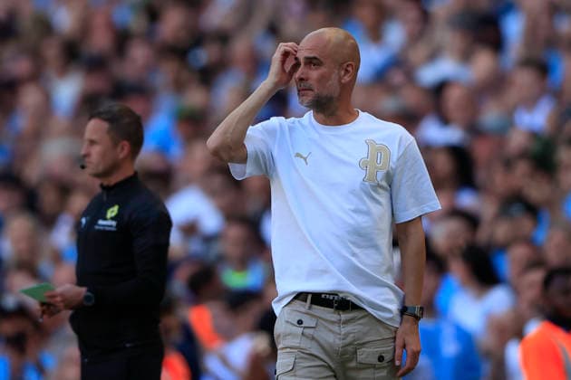 Manchester City v Aston Villa, Premier League Pep Guardiola the Manchester City manager during the Premier League match between Manchester City and Aston Villa at the Etihad Stadium, Manchester, UK on 24 May 2026. Manchester Etihad Stadium Manchester UK Editorial use only DataCo restrictions apply See www.football-dataco.com , Copyright: xConorxMolloyx PSI-24291-0155