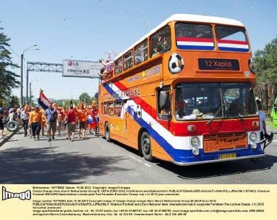 Football, EURO 2012, Fans from the Netherlands on their way to the stadium