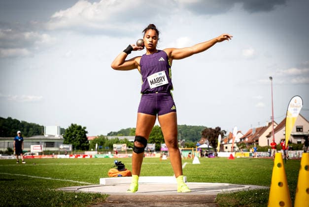 61 International Whitsun Sports Festival Rehlingen Siersburg, 24 05 2026 Focused Yemisi Mabry GER MTG Mannheim in the womens shot put 61 International Whitsun Sports Festival on 24 05 2026 at the Bungert Stadium in Rehlingen Siersburg Saarland Copyright: xBEAUTIFULxSPORTS R.xSchmittx