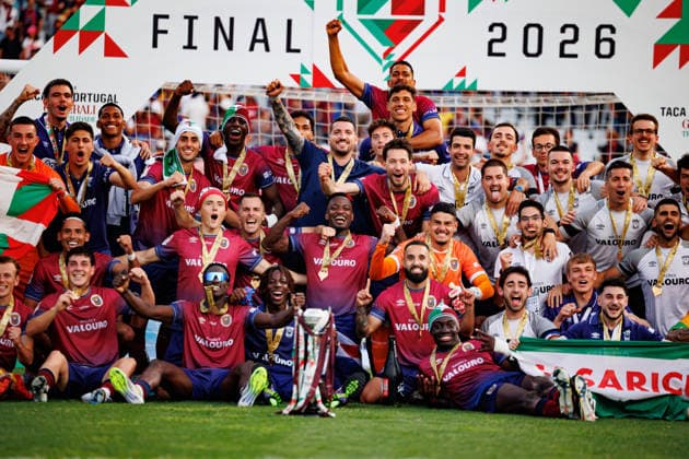 Players and Staff of Torreense seen during Taca de Portugal 2026 final game between teams of Sporting CP and SCU Torreense (Luis Loureiro Ball Raw Images PT) Lisboa Estadio Nacional Jamor Portugal Copyright: xLuisxLoureirox luisloureiro_finaltacadeportugal2526_2-20