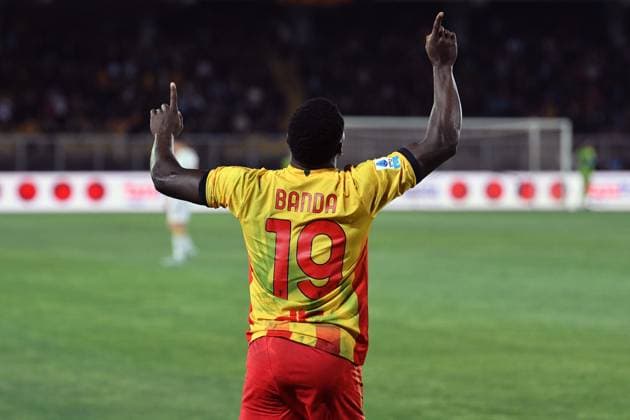 Lecce s Left Winger Lameck Banda (19 US Lecce) celebrates his first goal with team-mates during the Serie A Enilive matchday 38 match between US Lecce and Genoa CFC at the Via del Mare Stadium in Lecce, Italy, Sunday, May 24, 2026. (Credit Image: Giovanni Evangelista LaPresse)  Copyright: xGiovannixEvangelista LaPressex