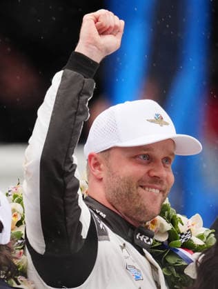 INDIANAPOLIS, IN - MAY 24: IndyCar, Indy Car, IRL, USA driver Felix Rosenqvist (60) reacts to winning the 110th Running of the Indianapolis 500 on May 24, 2026, at the Indianapolis Motor Speedway in Indianapolis, Indiana. (Photo by Brian Spurlock Icon Sportswire) AUTO: MAY 24 NTT IndyCar Series Indianapolis 500 presented by Gainbridge EDITORIAL USE ONLY Icon26052450030