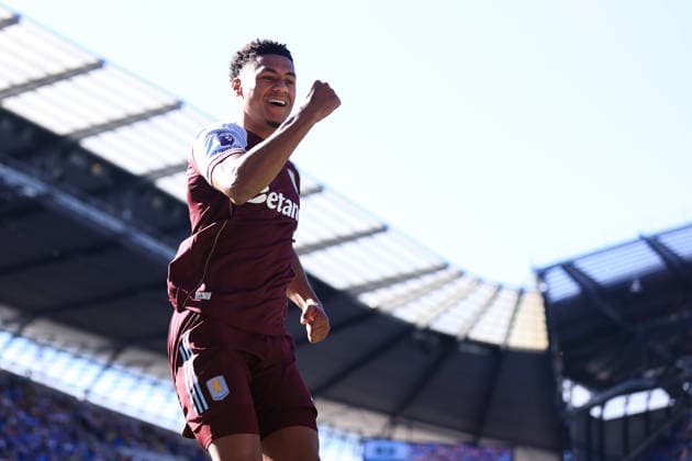 Fußball Premier League Manchester City gegen Aston Villa 24. Mai 2026 Premier League Manchester City gegen Aston Villa Ollie Watkins von Aston Villa jubelt nach seinem zweiten Tor Foto Simon Stacpoole Abseits Manchester UK  Copyright: xSimonxStacpoolexOffside