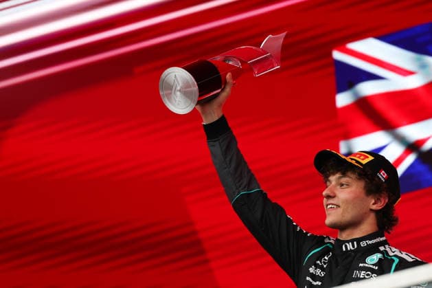 F1 Grand Prix of Canada MONTREAL, QUEBEC - MAY 24 : First place winner Kimi Antonelli of Italy and Mercedes-AMG Petronas F1 team celebrates with the trophy after F1 Grand Prix of Canada at Circuit Gilles Villeneuve in Montreal, Quebec, Canada on May 24, 2026. Mert Alper Dervis Anadolu Montreal Canada. Editorial use only. Please get in touch for any other usage.  Copyright: x2026xAnadoluxMertxAlperxDervisx