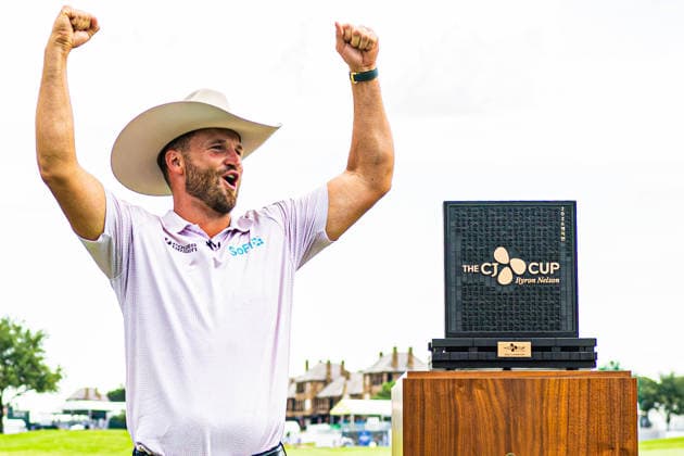 May 24, 2026, Mckinney, Texas, USA: Wyndham Clark celebrating in the final round at the CJ Cup Byron Nelson in McKinney. PGA, Golf Herren 2026: THE CJ CUP BYRON NELSON  - ZUMAg270 20260524_zsp_g270_019 Copyright: xCodyxGrubbsx