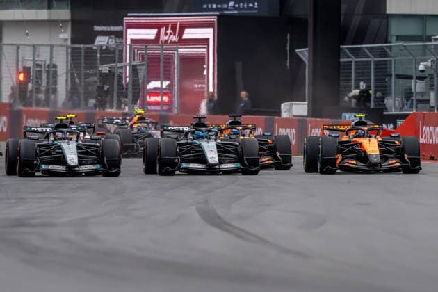 MONTREAL, CANADA: George Russell, racing for the Mercedes team during the 2026 Formula 1 Canadian Grand Prix at the Circuit Gilles Villeneuve in Montreal, Canada