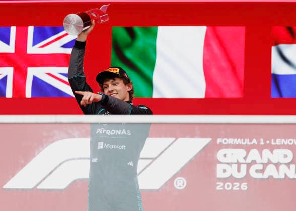 May 24, 2026, Montreal, Quebec, Canada: Race winner Andrea Kimi Antonelli of Italy and Mercedes AMG Petronas F1 Team celebrates on the podium with his trophy during the F1 Grand Prix of Canada at Circuit Gilles-Villeneuve on May 24, 2026 in Montreal, Quebec. F1 2026: Canada Grand Prix : Race  - ZUMAc132 20260524_fap_c132_016 Copyright: xAndrewxChinx