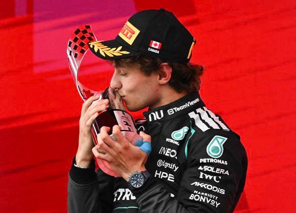 May 24, 2026, Montreal, Qc, CANADA: Mercedes driver Kimi Antonelli of Italy kisses the trophy following his win at Formula One auto racing Canadian Grand Prix in Montreal on Sunday, May 24, 2026. Canada News - May 24, 2026  - ZUMAc35_ 20260524_zaf_c35_098 Copyright: xGrahamxHughesx