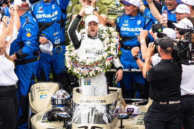 May 24, 2026, Indianapolis, Indiana, USA: FELIX ROSENQVIST (60) Meyer Shank Racing takes a milk bath after winning the 110th running of the Indianapolis 500 on May 24th, 2026 at the Indianapolis Motor Speedway in Indianapolis, Indiana. IndyCar, Indy Car, IRL, USA 2026: Indianapolis 500  - ZUMAs355 20260524_zsp_s355_032 Copyright: xJustinxSickingx