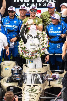 May 24, 2026, Indianapolis, Indiana, USA: FELIX ROSENQVIST (60) Meyer Shank Racing takes a milk bath after winning the 110th running of the Indianapolis 500 on May 24th, 2026 at the Indianapolis Motor Speedway in Indianapolis, Indiana. IndyCar, Indy Car, IRL, USA 2026: Indianapolis 500  - ZUMAs355 20260524_zsp_s355_030 Copyright: xJustinxSickingx