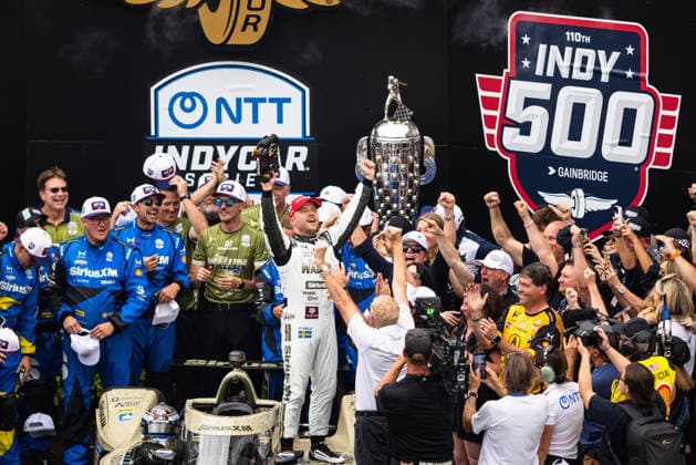 May 24, 2026, Indianapolis, Indiana, USA: FELIX ROSENQVIST (60) Meyer Shank Racing celebrates his win of the 110th running of the Indianapolis 500 on May 24th, 2026 at the Indianapolis Motor Speedway in Indianapolis, Indiana. IndyCar, Indy Car, IRL, USA 2026: Indianapolis 500  - ZUMAs355 20260524_zsp_s355_027 Copyright: xJustinxSickingx