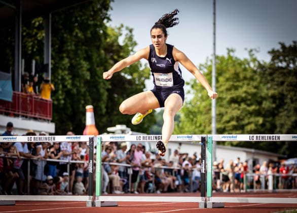 61 International Whitsun Sports Festival Rehlingen Siersburg, 24 05 2026 On the road in the womens 400m hurdles race Yasmin Amaadacho GER Frankfurt Athletics 61 International Whitsun Sports Festival on 24 05 2026 at the Bungert Stadium in Rehlingen Siersburg Saarland Copyright: xBEAUTIFULxSPORTS R.xSchmittx