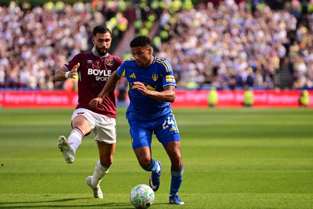 West Ham United v Leeds United, Premier League Leeds United defender James Justin (24) during the Premier League match between West Ham United and Leeds United at the London Stadium, London, UK, on 24 May 2026. London London Stadium UK Editorial use only DataCo restrictions apply See www.football-dataco.com , Copyright: xPaulxBockingx PSI-24301-0140