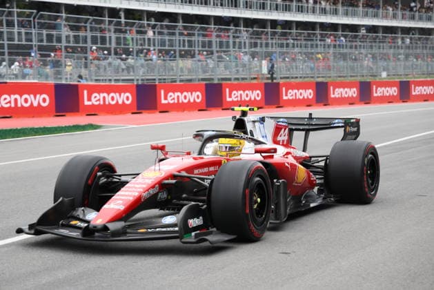 RECORD DATE NOT STATED 24th May 2026; Circuit Gilles Villeneuve, Montreal, Quebec, Canada; 2026 FIA Formula 1 Canadian Grand Prix, Race Day; Lewis Hamilton (44) of Great Britain and Scuderia Ferrari HP exit bit Lane XavierxLeFrancois