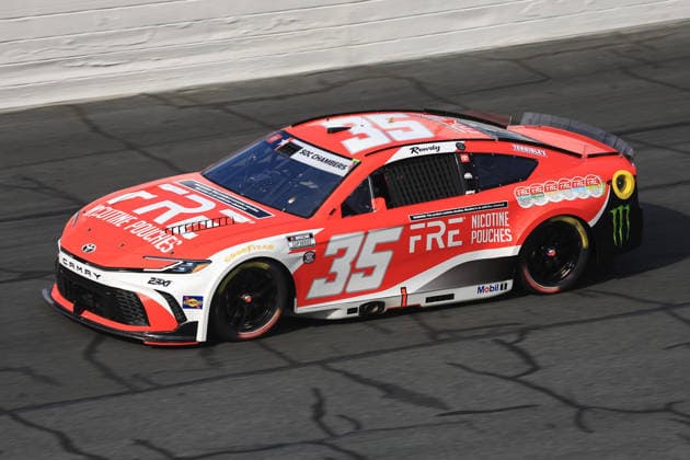 CHARLOTTE, NC - MAY 24: Riley Herbst ( 35 23XI Racing FRE Nicotine Pouches Toyota) races into turn 3 during the running of the NASCAR, Motorsport, USA Cup Series Coca-Cola 600 on May 24, 2026 at Charlotte Motor Speedway in Charlotte, NC. (Photo by Jeff Robinson Icon Sportswire) AUTO: MAY 24 NASCAR Cup Series Coca-Cola 600 EDITORIAL USE ONLY Icon2605246992600