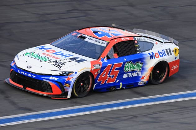 CHARLOTTE, NC - MAY 24: Tyler Reddick ( 45 23XI Racing Mobil 1 O Reilly Auto Parts Toyota) races into turn 3 during the running of the NASCAR, Motorsport, USA Cup Series Coca-Cola 600 on May 24, 2026 at Charlotte Motor Speedway in Charlotte, NC. (Photo by Jeff Robinson Icon Sportswire) AUTO: MAY 24 NASCAR Cup Series Coca-Cola 600 EDITORIAL USE ONLY Icon2605247142600