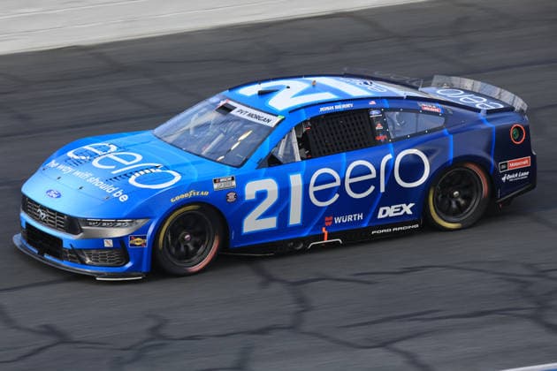 CHARLOTTE, NC - MAY 24: Josh Berry ( 21 Wood Brothers Racing eero Ford) races into turn 3 during the running of the NASCAR, Motorsport, USA Cup Series Coca-Cola 600 on May 24, 2026 at Charlotte Motor Speedway in Charlotte, NC. (Photo by Jeff Robinson Icon Sportswire) AUTO: MAY 24 NASCAR Cup Series Coca-Cola 600 EDITORIAL USE ONLY Icon2605247202600