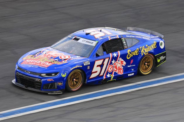 CHARLOTTE, NC - MAY 24: Cody Ware ( 51 Rick Ware Racing Evel Knievel Musuem World Supercross Chevrolet) races into turn 3 during the running of the NASCAR, Motorsport, USA Cup Series Coca-Cola 600 on May 24, 2026 at Charlotte Motor Speedway in Charlotte, NC. (Photo by Jeff Robinson Icon Sportswire) AUTO: MAY 24 NASCAR Cup Series Coca-Cola 600 EDITORIAL USE ONLY Icon2605247458600