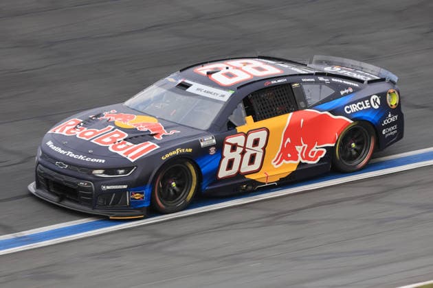 CHARLOTTE, NC - MAY 24: Connor Zilisch ( 88 TrackHouse Racing Red Bull Chevrolet) races into turn 3 during the running of the NASCAR, Motorsport, USA Cup Series Coca-Cola 600 on May 24, 2026 at Charlotte Motor Speedway in Charlotte, NC. (Photo by Jeff Robinson Icon Sportswire) AUTO: MAY 24 NASCAR Cup Series Coca-Cola 600 EDITORIAL USE ONLY Icon2605247595600
