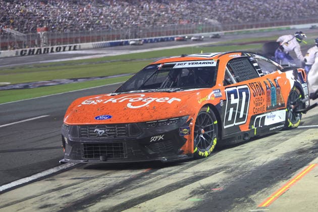 CHARLOTTE, NC - MAY 24: Ryan Preece ( 60 RFK Racing Kroger SToK Ford) leaves his pit stall after receiving service during the running of the NASCAR, Motorsport, USA Cup Series Coca-Cola 600 on May 24, 2026 at Charlotte Motor Speedway in Charlotte, NC. (Photo by Jeff Robinson Icon Sportswire) AUTO: MAY 24 NASCAR Cup Series Coca-Cola 600 EDITORIAL USE ONLY Icon2605248142600