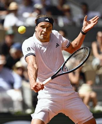Tennis: French Open Alexander Zverev of Germany plays against Benjamin Bonzi of France in the men s singles first round of the French Open tennis tournament in Paris on May 24, 2026.  A14AA0005610619P