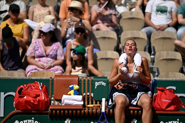 Tennis: French Open Marta Kostyuk of Ukraine plays in the women s singles first round at the French Open tennis tournament in Paris on May 24, 2026.  A14AA0005611180P