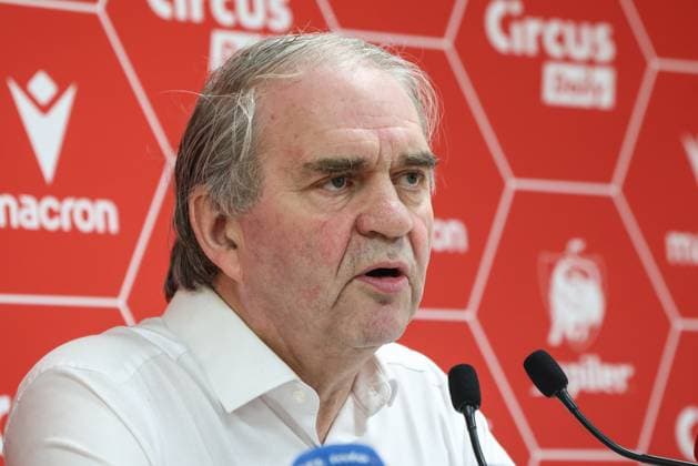 Standard s general manager Pierre Francois pictured during a press conference, PK, Pressekonferenz of first league team Standard de Liege regarding the incidents after Saturday s derby game against Sporting Charleroi, Monday 25 May 2026 in Liege. BRUNOxFAHY  x174988480x