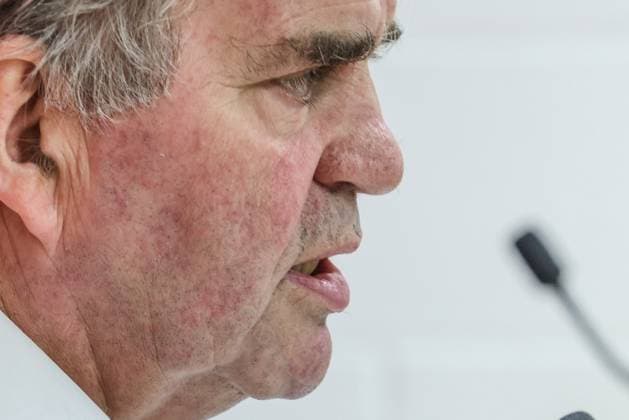 Standard s general manager Pierre Francois pictured during a press conference, PK, Pressekonferenz of first league team Standard de Liege regarding the incidents after Saturday s derby game against Sporting Charleroi, Monday 25 May 2026 in Liege. BRUNOxFAHY  x174988503x