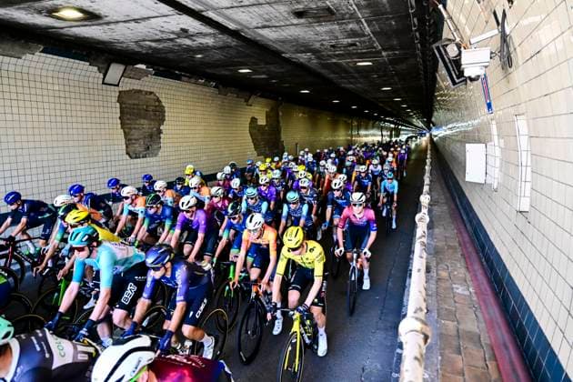 Antwerp Port Epic 2026 Cycling Race ANTWERPEN, BELGIUM - MAY 25 : Illustration picture of the peloton in the Waaslandtunnel during the 9th edition of Antwerp Port Epic an UCI Class 1.1 one day cycling road race for Men Elite of km with start in Antwerpen and finish in Antwerpen on May 25, 2026 in Antwerpen, Belgium, 25 05 2026 ( Motordriver Pieter Vanherzele - Antwerpen Belgium  Copyright: xPeterxDexVoechtx