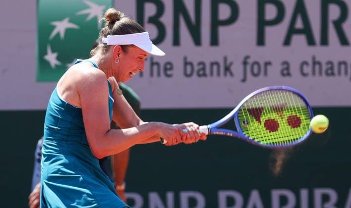 Belgian Elise Mertens pictured in action during a first round match in the women s singles between German Maria and Belgian Mertens at the Roland Garros French Open tennis tournament, in Paris, France, Monday 25 May 2026. This year s tournament takes place from 18 May to 07 June. VIRGINIExLEFOUR  x175003052x