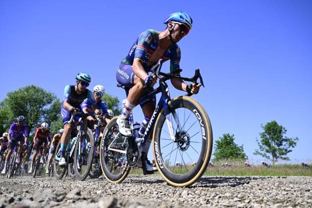 Belgian Yves Lampaert of Soudal Quick-Step pictured in action during the Antwerp Port Epic men s elite one day cycling race, 196,4 km in and around Antwerp, Monday 25 May 2026. TOM GOYVAERTS TomxGoyvaerts  x175005750x