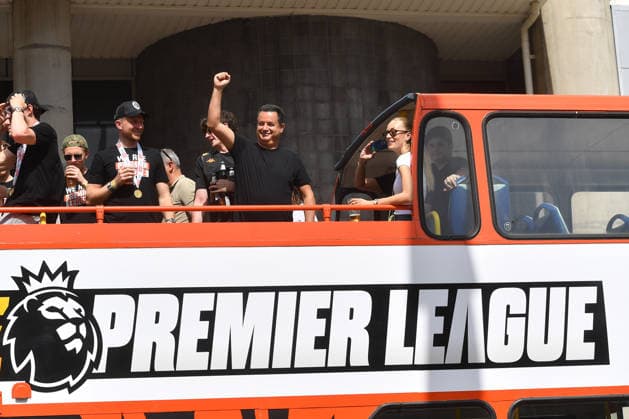 Hull City Civic Reception Hull City owner Acun Ilicali on board the open top bus at MKM stadium the open top bus ride celebrating Play Off Final victory and promotion to the Premier League for Hull City at the MKM Stadium, Kingston upon Hull, UK on 25 May 2026. Kingston upon Hull MKM Stadium East Riding of Yorkshire UK Editorial use only , Copyright: xIanxLyallx PSI-24338-0032