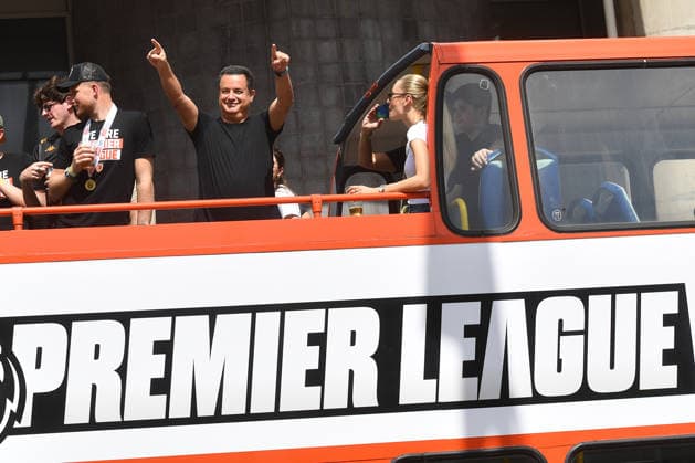Hull City Civic Reception Hull City owner Acun Ilicali on board the open top bus at MKM stadium the open top bus ride celebrating Play Off Final victory and promotion to the Premier League for Hull City at the MKM Stadium, Kingston upon Hull, UK on 25 May 2026. Kingston upon Hull MKM Stadium East Riding of Yorkshire UK Editorial use only , Copyright: xIanxLyallx PSI-24338-0034