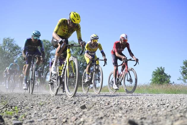 The pack of riders pictured in action during the Antwerp Port Epic men s elite one day cycling race, 196,4 km in and around Antwerp, Monday 25 May 2026. TOM GOYVAERTS TomxGoyvaerts  x175014280x