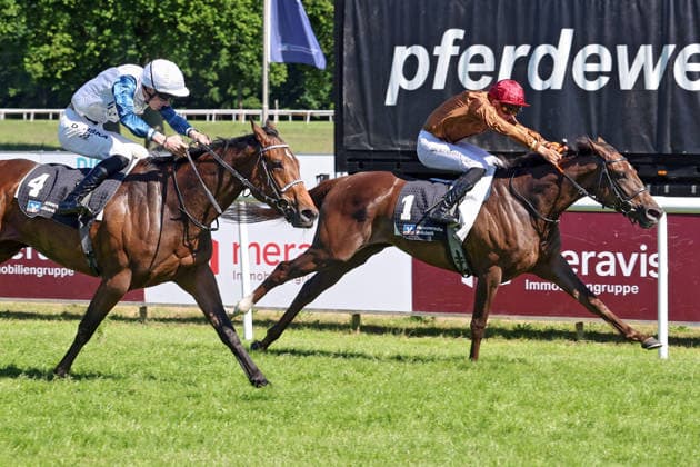 25 05 2026, Hanover, Lower Saxony, GER Alpenveilchen with Bauyrzhan Murzabayev wins at Hanover racecourse, Neue Bult 260525D974HANNOVER JPG
