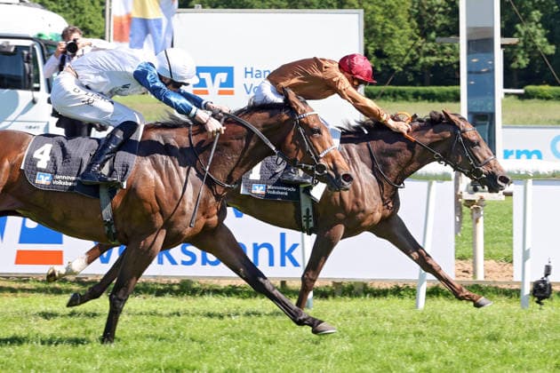 25 05 2026, Hanover, Lower Saxony, GER Alpenveilchen with Bauyrzhan Murzabayev wins at Hanover racecourse, Neue Bult 260525D974HANNOVER JPG