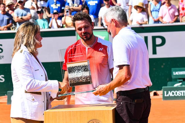 TENNIS : Roland Garros 2026 - Paris - 25 05 2026 Stanislas Wawrinka (SUI) AmÃ lie Mauresmo Gilles Moretton ParisFrance  Copyright: xLaptistex