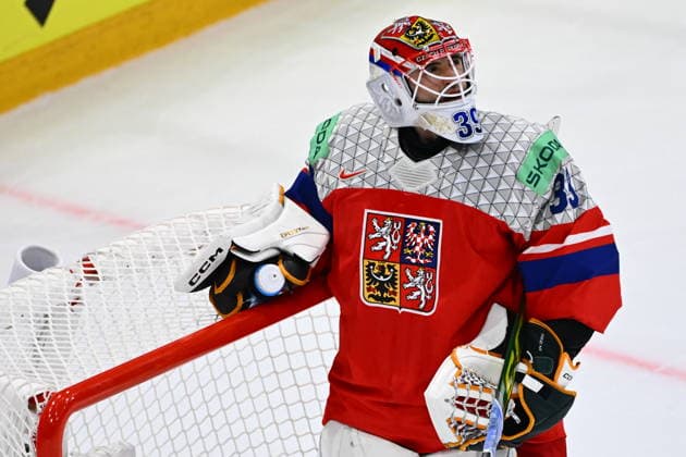 Goalkeeper Dominik Pavlat of Czech Republic during the IIHF World Championship, WM, Weltmeisterschaft Group B match Czech Republic vs Norway on May 25, 2026, Fribourg, Switzerland. (CTKxPhoto RadekxPetrasek) CTKPhotoP2026052506174  CTKPhotoP2026052506174