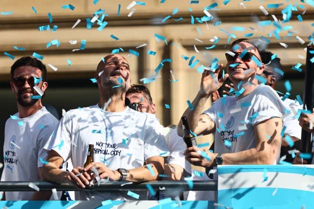 Manchester City out going manager Pep Guardiola Manchester City Carabao Cup and FA Cup trophy Parade, Premier League, Football, Manchester, UK - 25 May 2026Manchester United Kingdom EDITORIAL USE ONLY No use with unauthorised audio, video, data, fixture lists, club league logos or live services. Online in-match use limited to 120 images, no video emulation. No use in betting, games or single club league player publications.  Copyright: xPhilxOldham Shutterstockx 16889909u