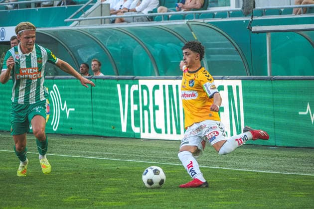Football Austria, Admiral Bundesliga European Cup Playoff Final ECL 2025 2026, SK Rapid Vienna vs SV Oberbank Ried Allianz Stadium Weststadion, Vienna Hütteldorf Jussef Nasrawe SV Oberbank Ried Copyright: xLukasxBierederx
