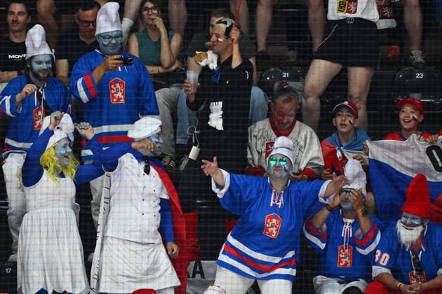 Czech fans during the IIHF World Championship, WM, Weltmeisterschaft Group B match Czech Republic vs Norway on May 25, 2026, Fribourg, Switzerland. (CTKxPhoto RadekxPetrasek) CTKPhotoP2026052506128  CTKPhotoP2026052506128