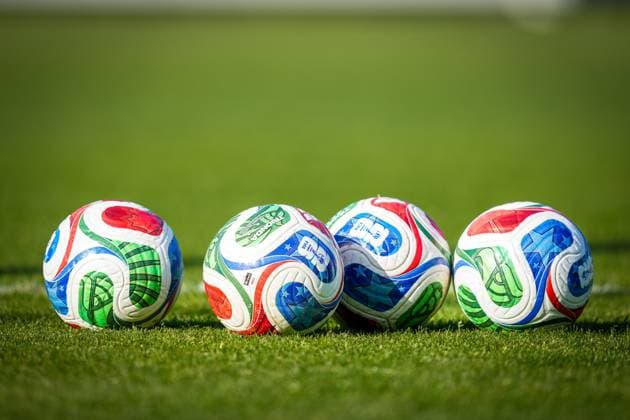 NOORDWIJK , 25-05-2026 , Sportpark S.J.C. , season 2025 2026 , Curacao Dutch International football , Training session Curacao in preparation for FIFA World Cup, WM, Weltmeisterschaft, Fussball 2026 , picture shows FIFA World Cupp 2026 De Trionda Pro match ball Training Curacao 25-05-2026  x203964928x Copyright: