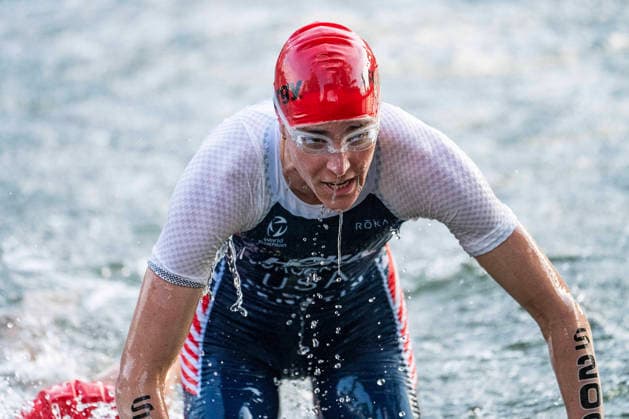 May 25, 2026: Gwen Jorgensen (203) exits the swim of the womens Pro Sprint at the SuperTri. Austin, Texas. CSM. Austin United States of America - ZUMAc04_ 20260525_faf_c04_006 Copyright: xMarioxCantux