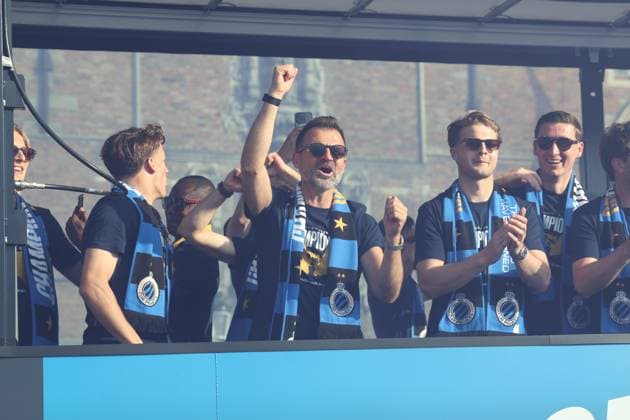 Club Brugge player s pictured during the celebrations of Club Brugge after winning the 2025-2026 Jupiler Pro League first division of the Belgian championship, in Brugge, on Monday 25 May 2026. KURTxDESPLENTER  x175033635x