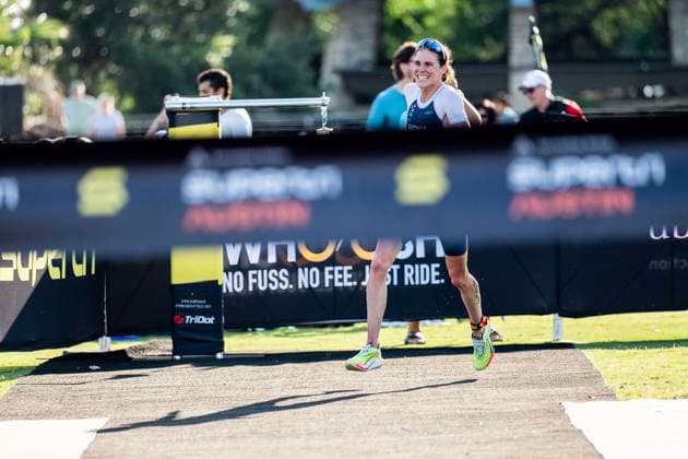 May 25, 2026: Gwen Jorgensen (203) finishing first place womens Pro Sprint at the SuperTri. Austin, Texas. CSM. Triathlon 2026: SuperTri Austin MAY 25  - ZUMAc04_ 20260525_faf_c04_011 Copyright: xMarioxCantux