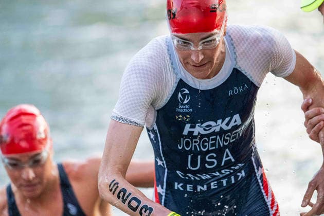 May 25, 2026: Gwen Jorgensen (203) exits the swim of the womens Pro Sprint at the SuperTri. Austin, Texas. CSM. Triathlon 2026: SuperTri Austin MAY 25  - ZUMAc04_ 20260525_faf_c04_016 Copyright: xMarioxCantux